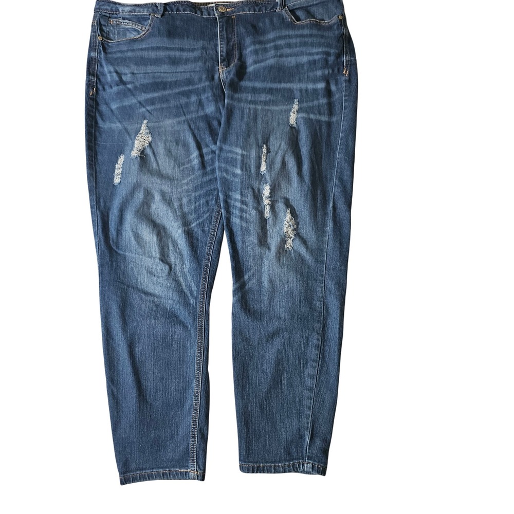 ELOQUII Women's Plus Size 22 Distressed Denim Jeans Medium‎ Wash